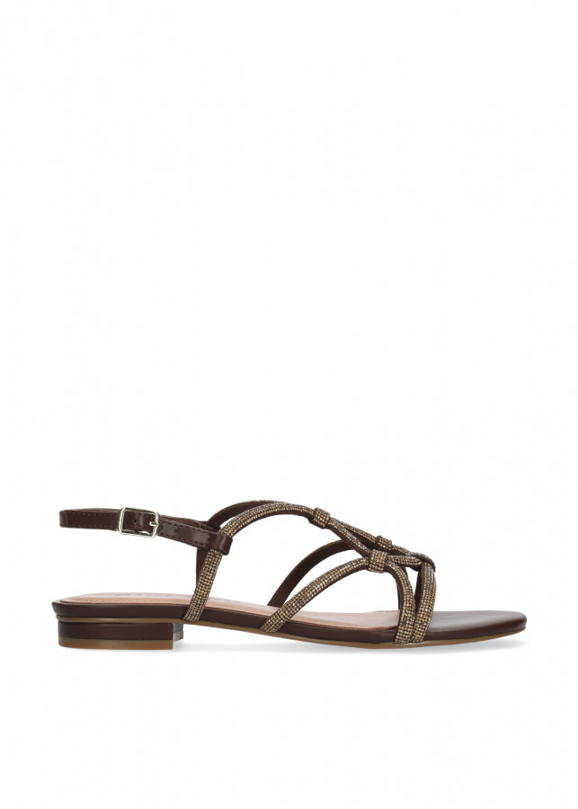 SANDALO CON STRASS MARRONE