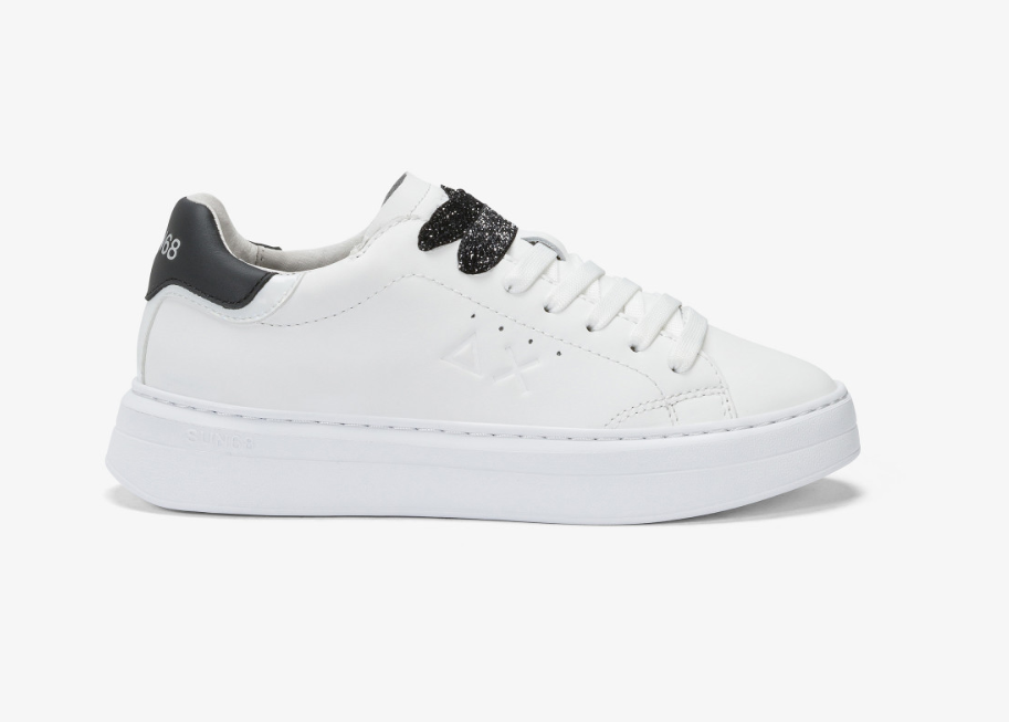 SNEAKERS IN TESSUTO E PELLE BIANCO NERO