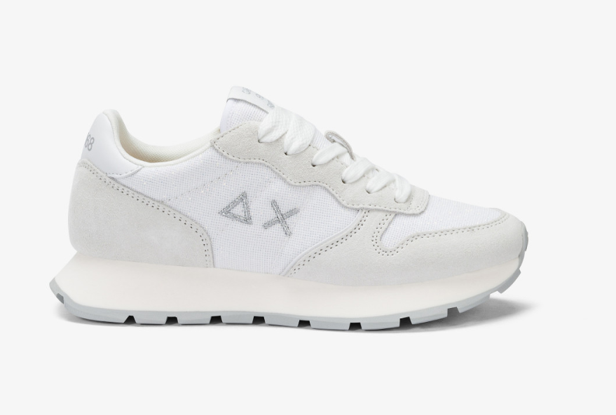 SNEAKERS IN TESSUTO E PELLE BIANCO
