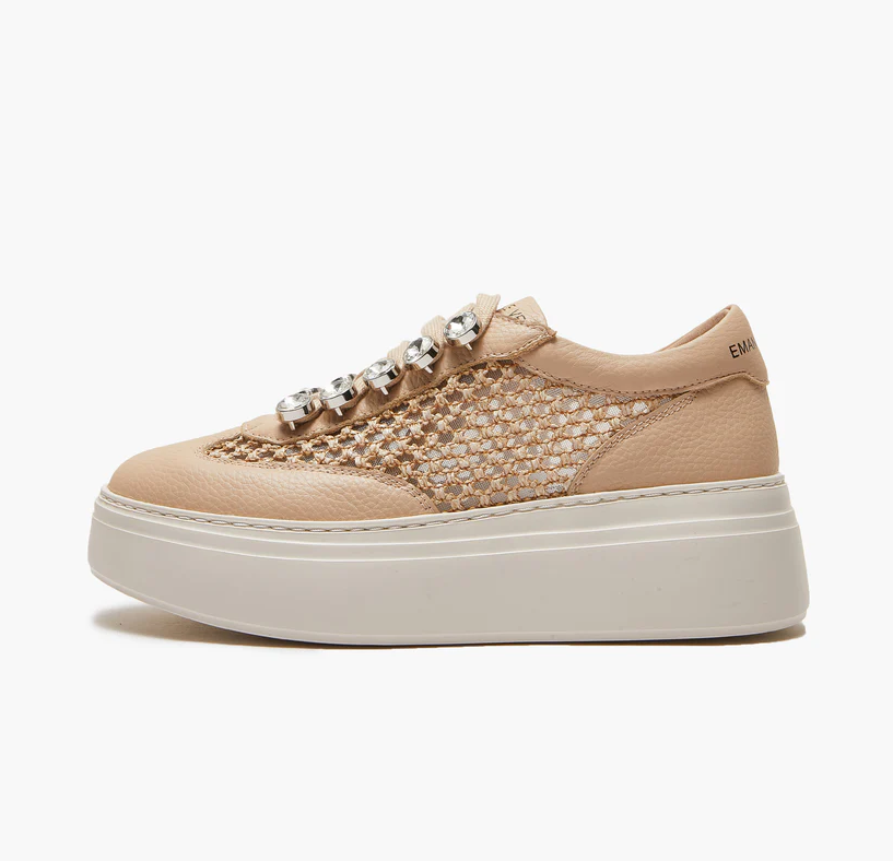 SNEAKERS IN PELLE CON APPLICAZIONI TERRA