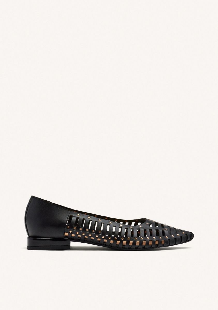 BALLERINA BASSA IN PELLE NERO