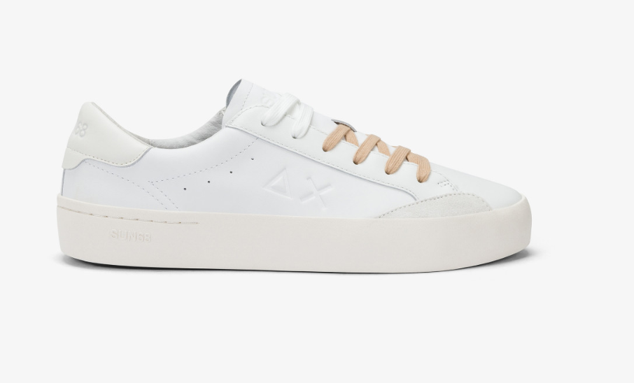 SNEAKERS IN TESSUTO E PELLE BIANCO BIANCO
