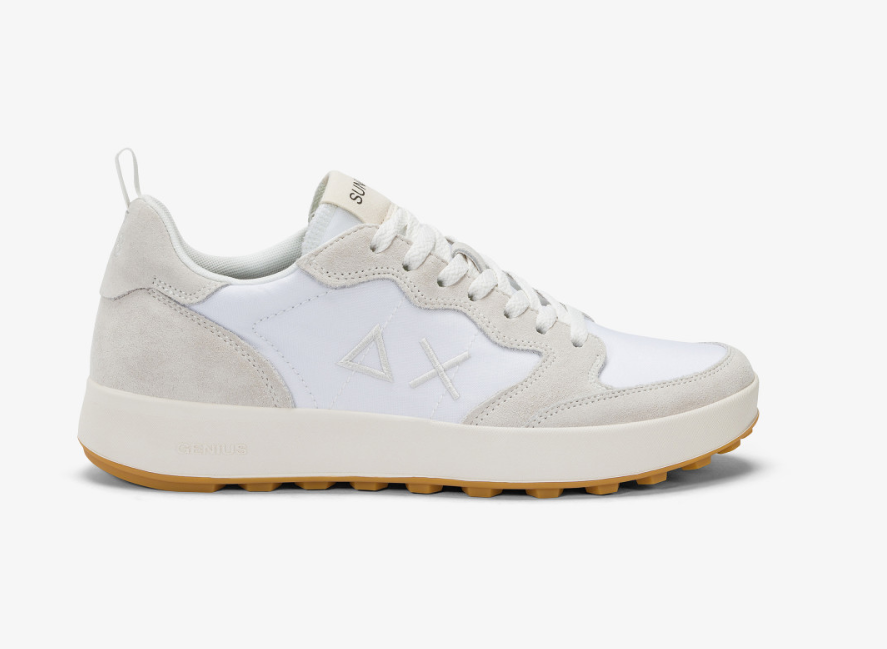 SNEAKERS IN TESSUTO E PELLE BIANCO