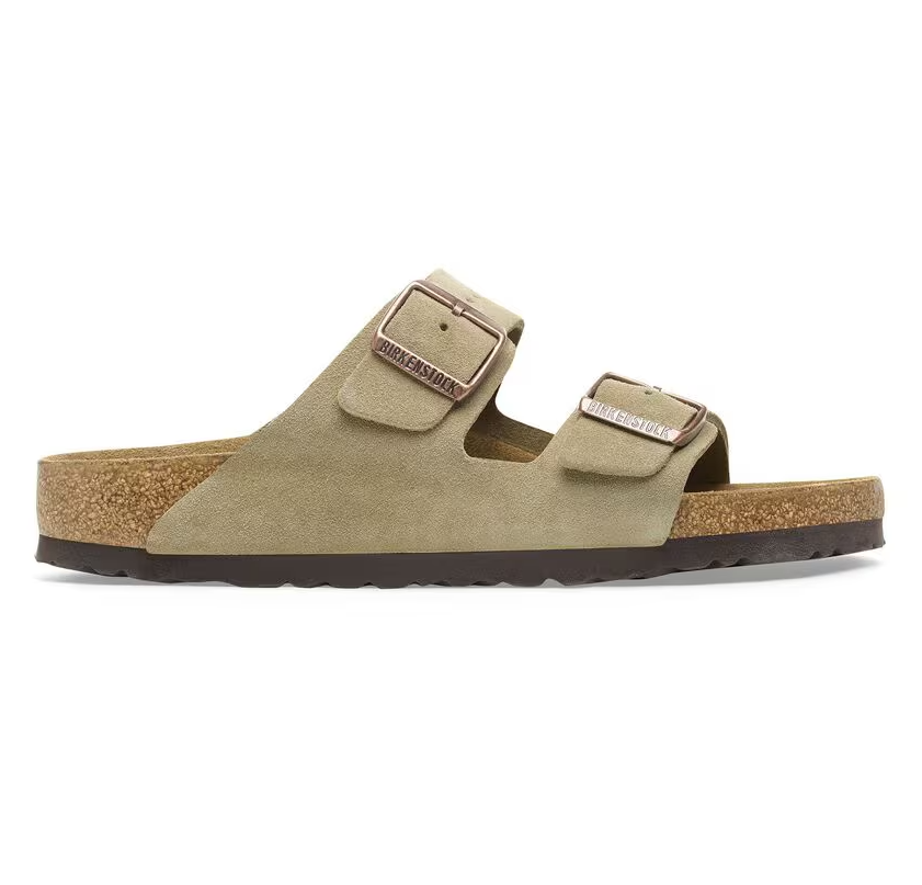 CIABATTA DUE FASCE SUEDE TAUPE