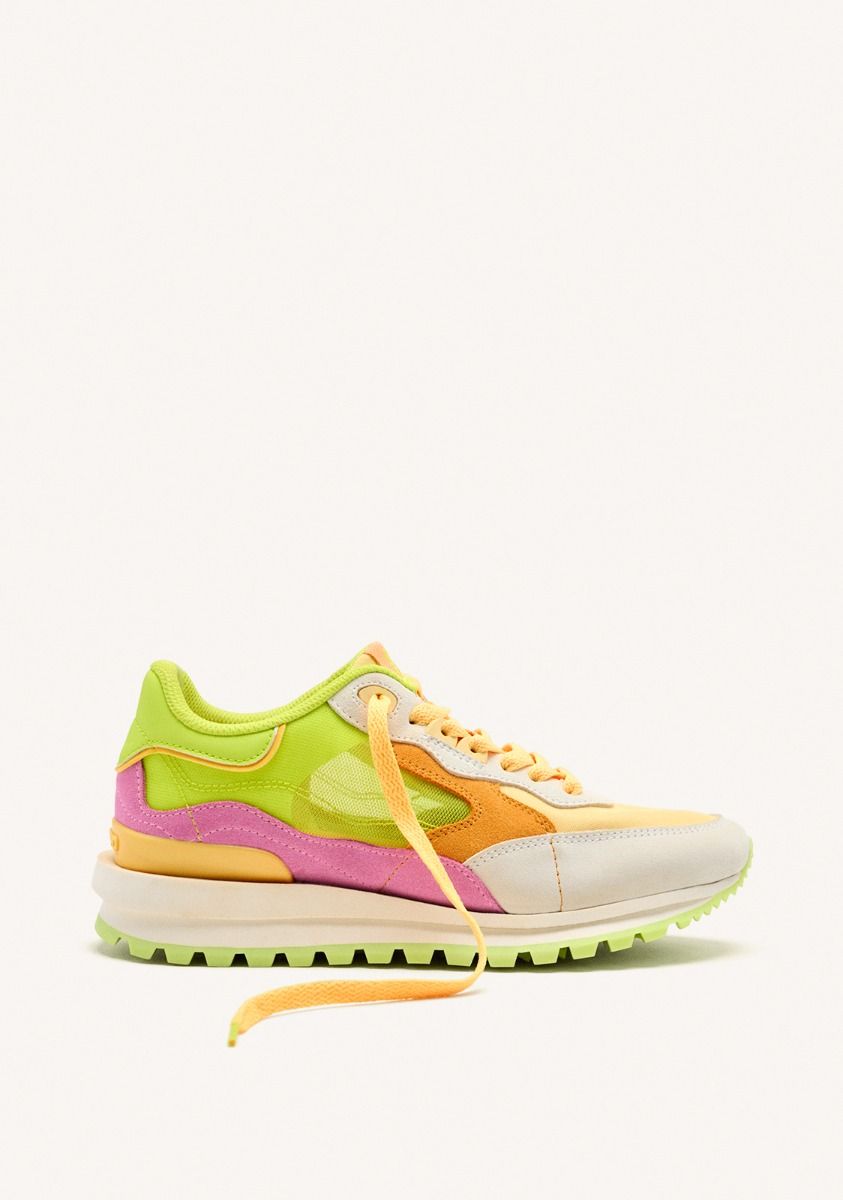 SNEAKERS TESSUTO E PELLE GIALLO