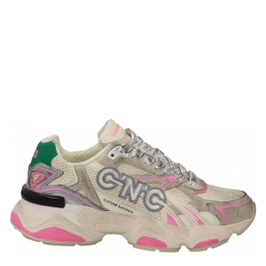 SNEAKERS IN TESSUTO E PELLE ROSA