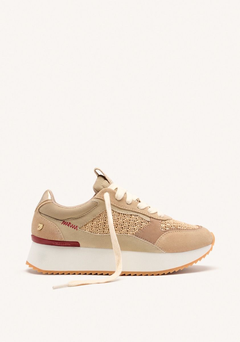 SNEAKERS TESSUTO E PELLE BEIGE