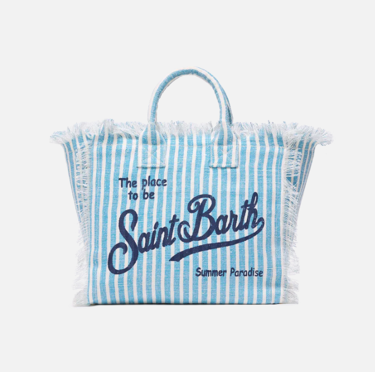 BORSA RIGHE AZZURRO