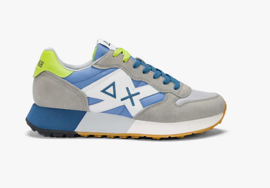 SNEAKERS IN TESSUTO E PELLE GRIGIO