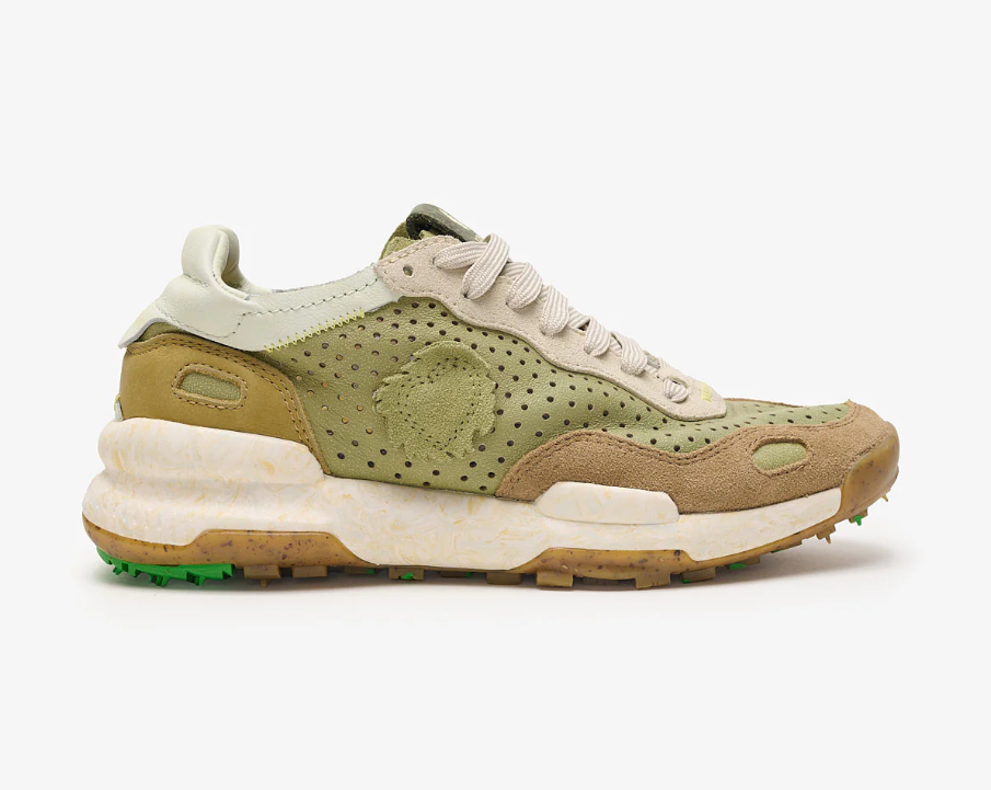 SNEAKERS IN TESSUTO E PELLE LICHEN GREEN