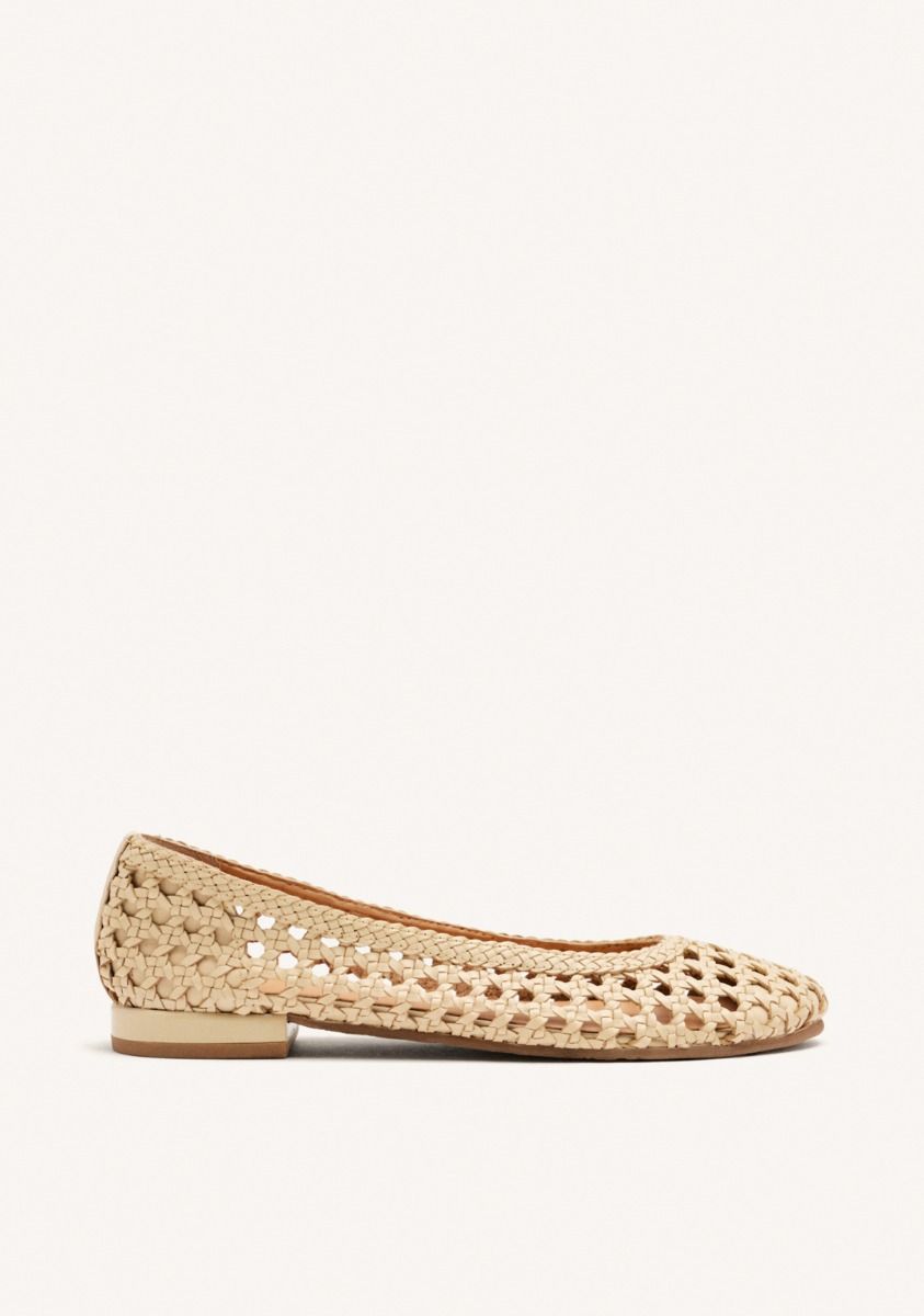 BALLERINA BASSA IN PELLE INTRECCIATA WHITE