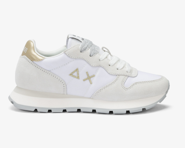 SNEAKERS IN TESSUTO E PELLE BIANCO