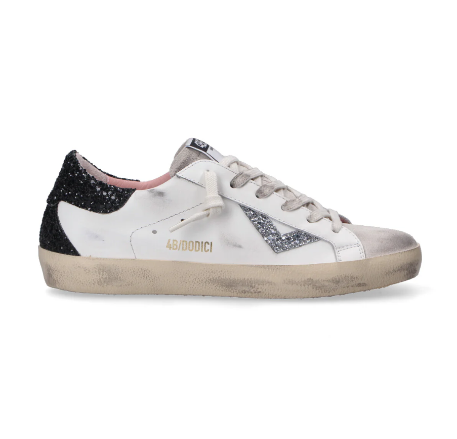 SNEAKERS IN PELLE CACHEMIRE BIANCO ARGENTO