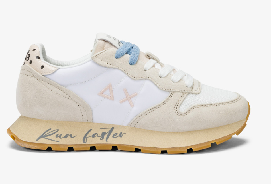 SNEAKERS IN TESSUTO E PELLE BIANCO