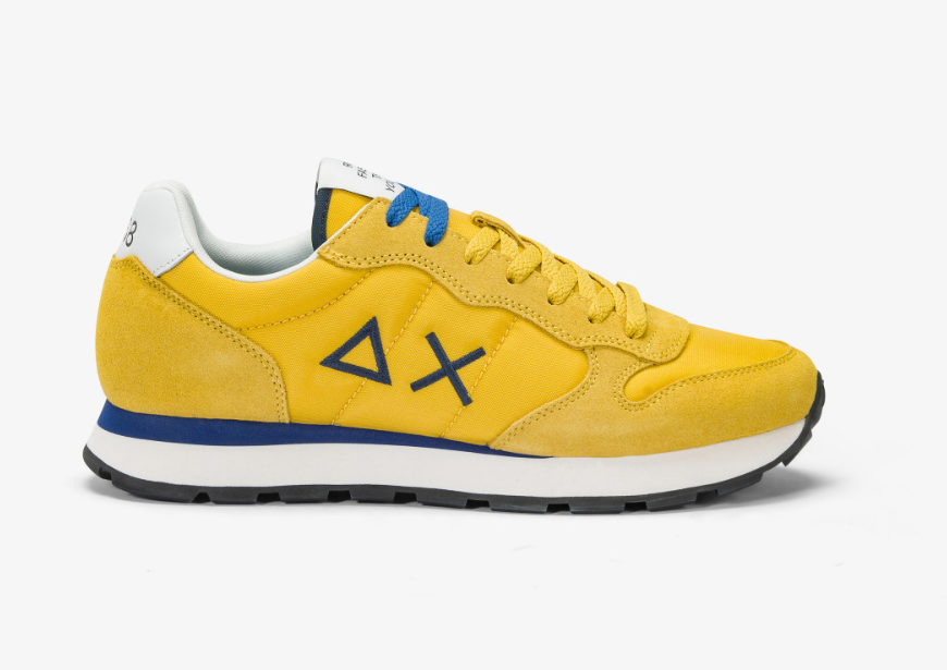 SNEAKERS IN TESSUTO E PELLE GIALLO