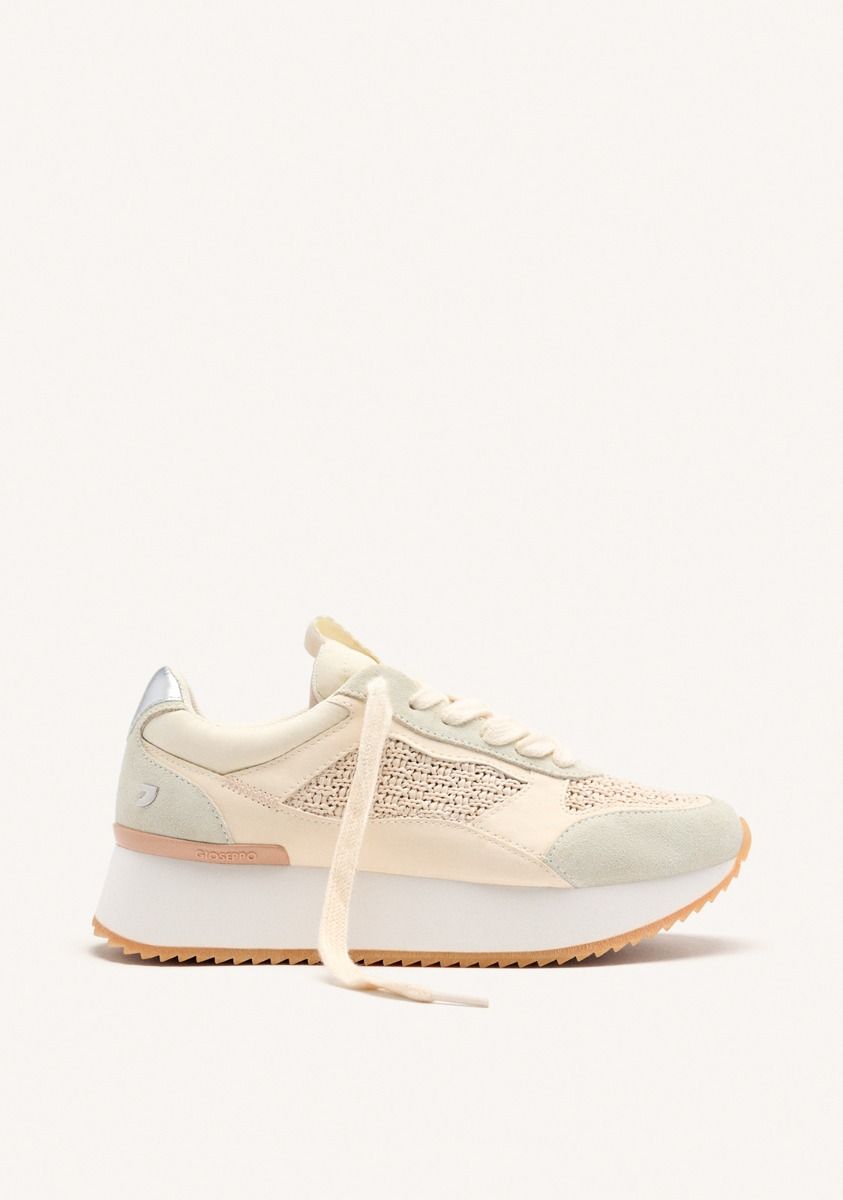 SNEAKERS TESSUTO E PELLE BIANCO