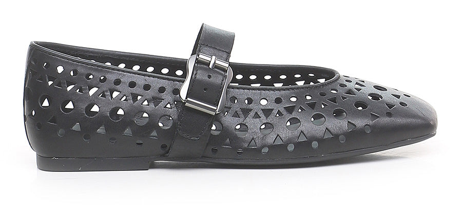 BALLERINA IN PELLE FORATA BLACK
