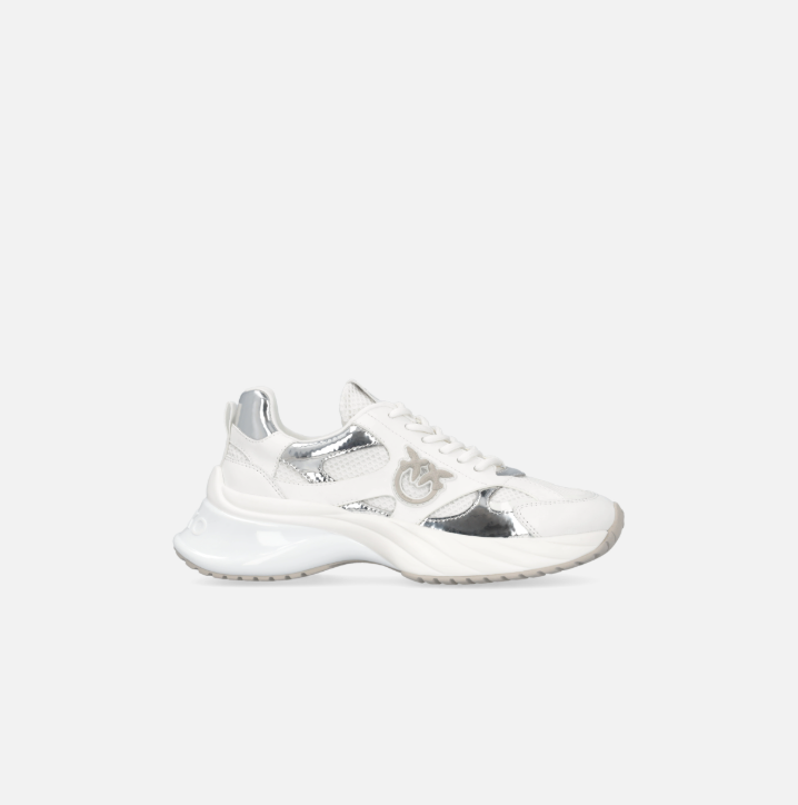SNEAKERS IN PELLE WHITE SILVER