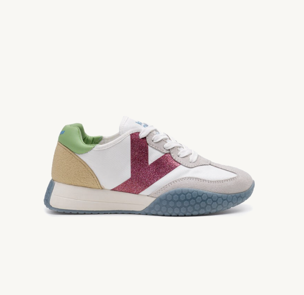 SNEAKERS IN TESSUTO E PELLE WHITE M,AGENTA SKY