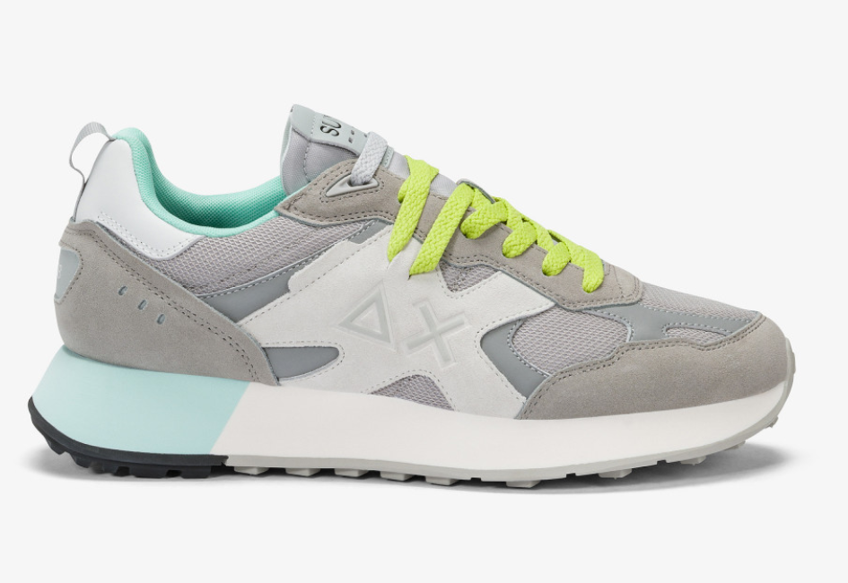 SNEAKERS IN TESSUTO E PELLE GRIGIO