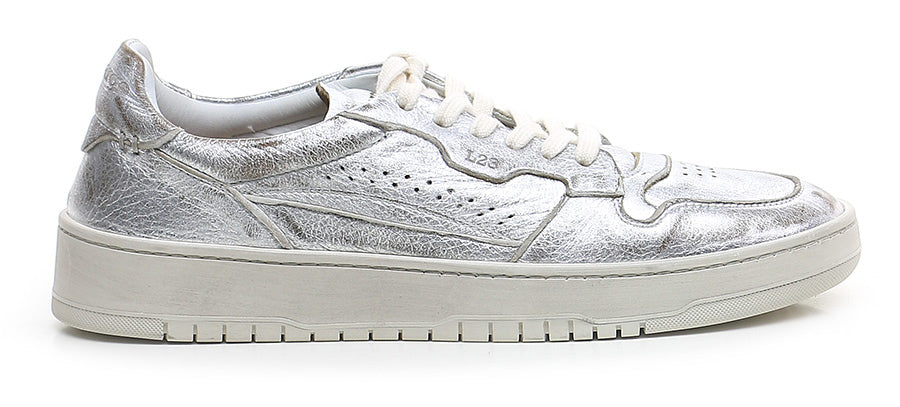 SNEAKERS IN PELLE ARGENTO