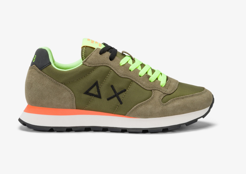 SNEAKERS IN TESSUTO E PELLE MILITARE