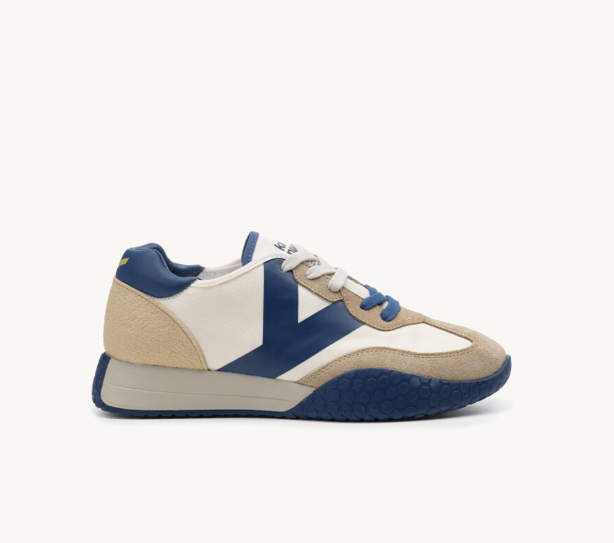 SNEAKERS IN TESSUTO E PELLE WHITE BEIGE NAVY