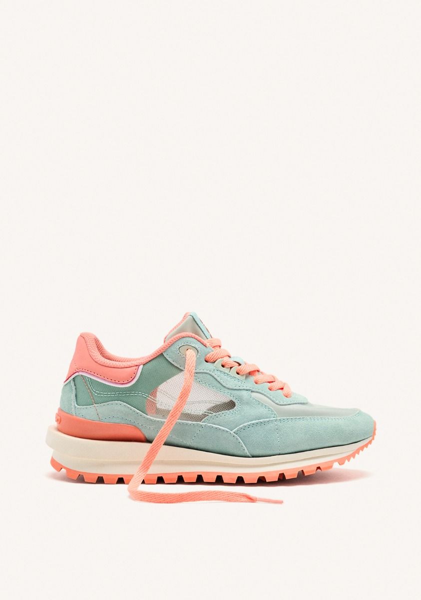 SNEAKERS TESSUTO E PELLE BLU