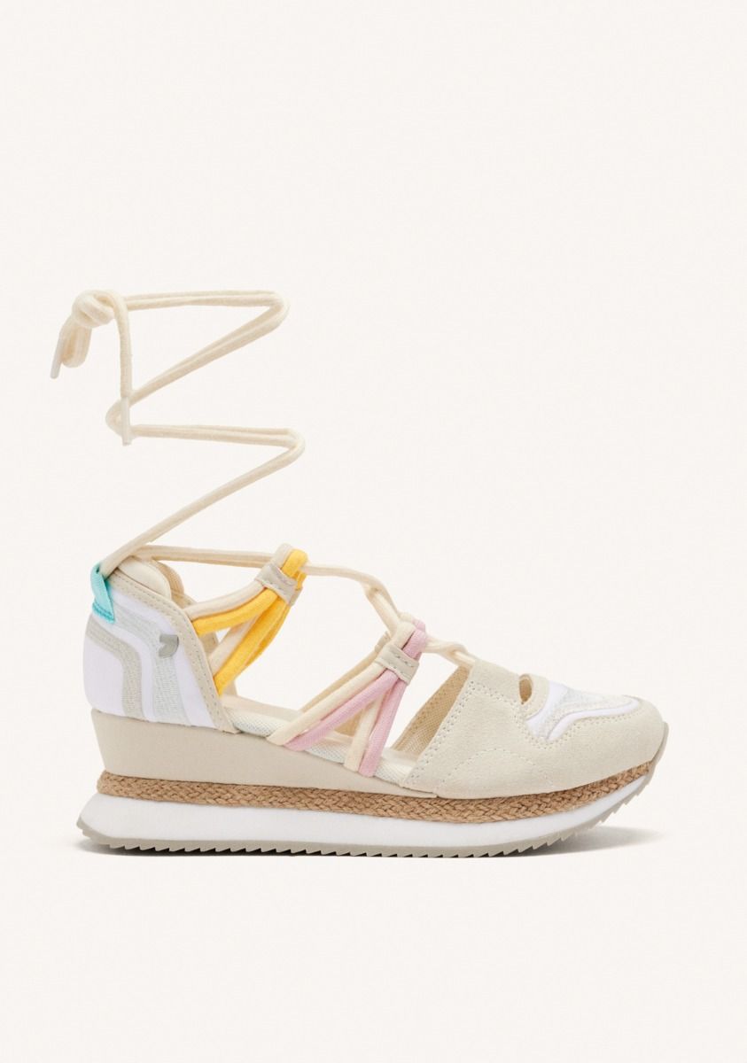 SNEAKERS TESSUTO E PELLE BIANCO