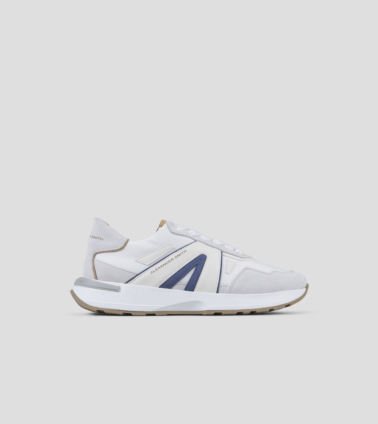SNEAKERS IN PELLE WHITE MUSTARD BLUE