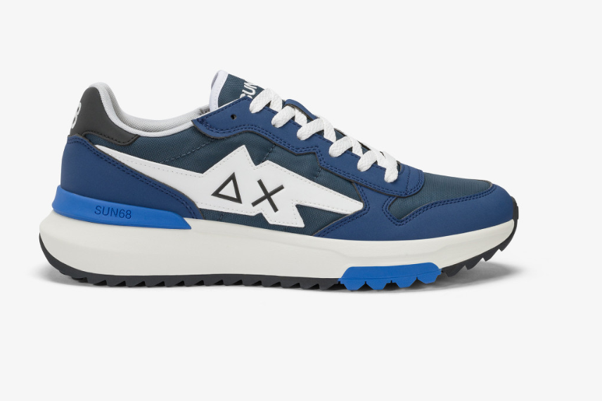 SNEAKERS IN TESSUTO E PELLE NAVY BLUE