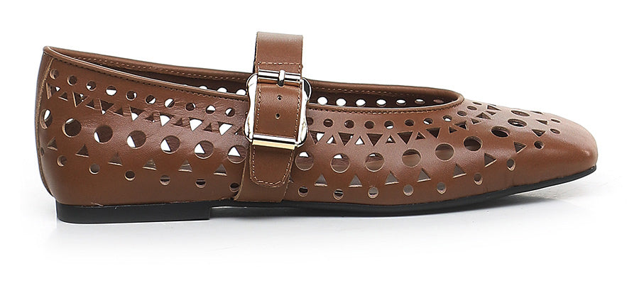 BALLERINA IN PELLE FORATA CINNAMON