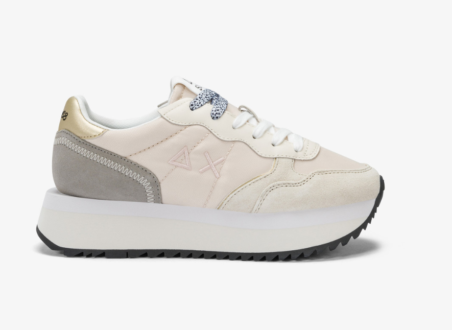 SNEAKERS IN TESSUTO E PELLE BIANCO