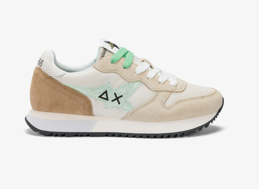 SNEAKERS IN TESSUTO E PELLE BIANCO
