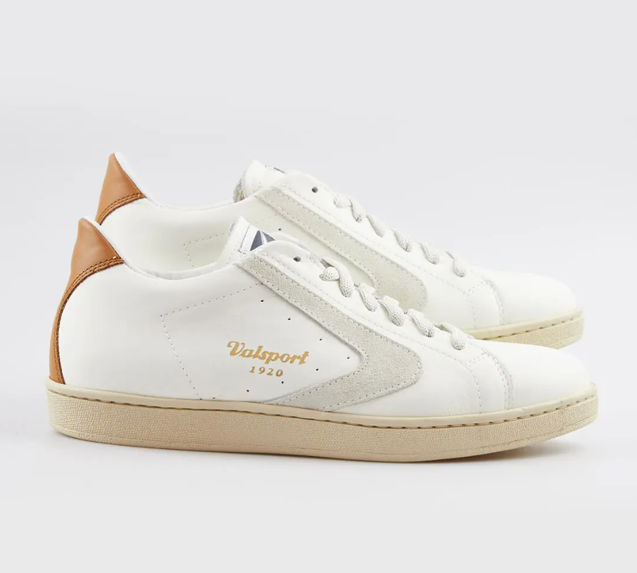 SNEAKERS IN PELLE BIANCO PANNA COGNAC