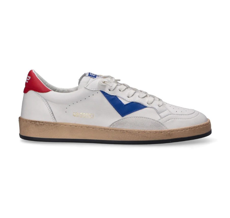 SNEAKERS IN PELLE GREY RED