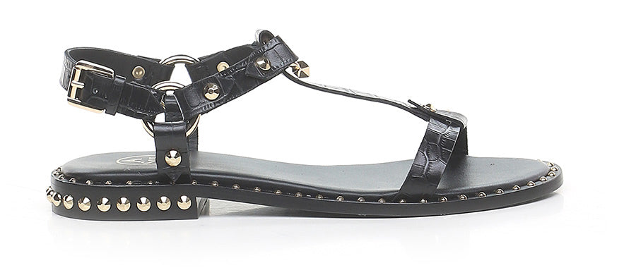 SANDALO  IN PELLE CON BORCHIE BLACK