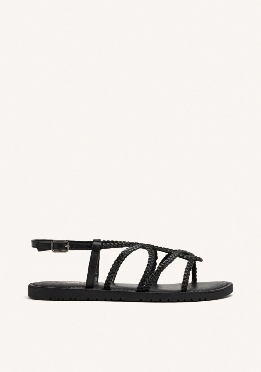 SANDALO BASSO IN PELLE NERO