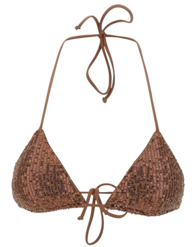 TOP PAILLETTES MARRONE