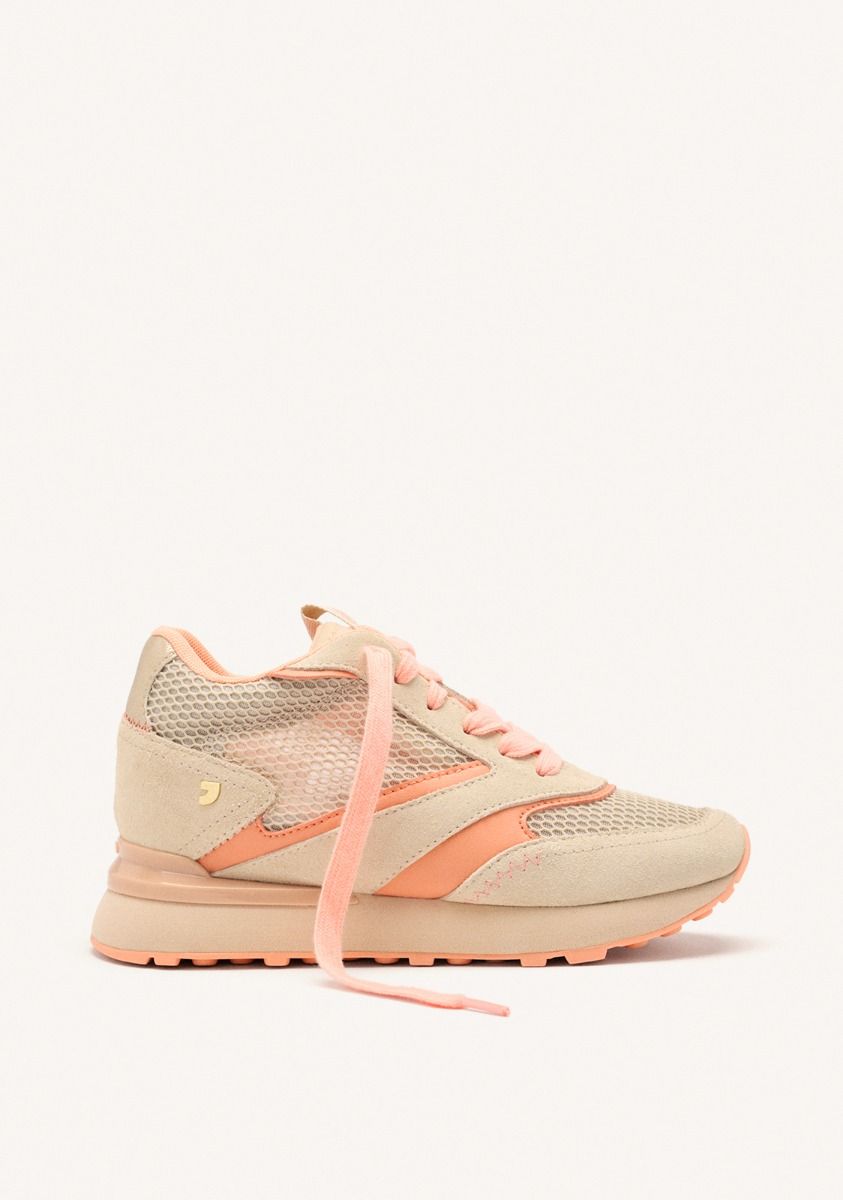 SNEAKERS TESSUTO E PELLE BEIGE