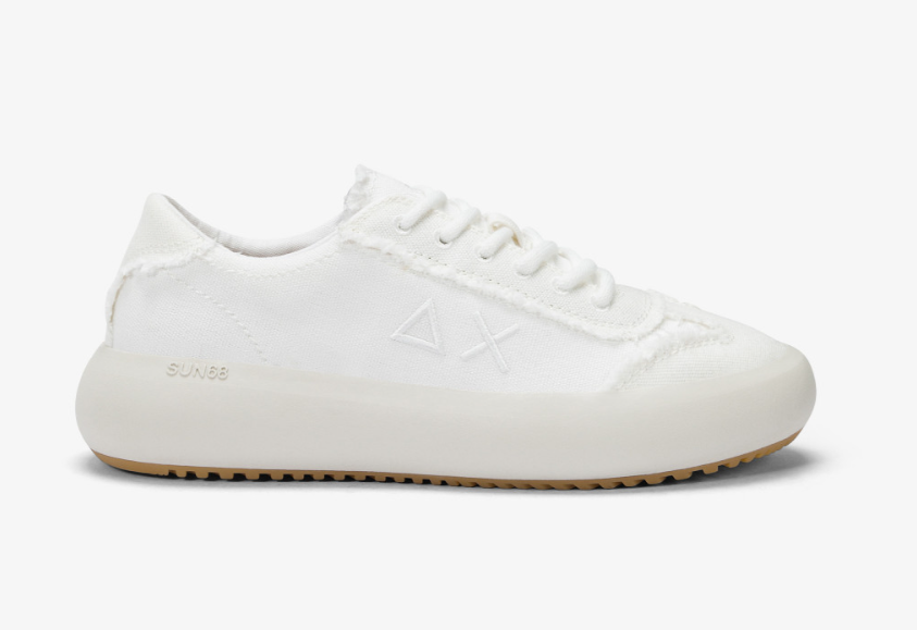 SNEAKERS IN TESSUTO E PELLE BIANCO