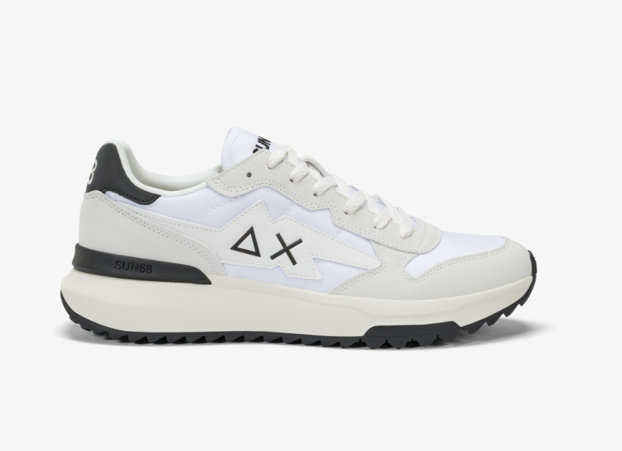 SNEAKERS IN TESSUTO E PELLE BIANCO