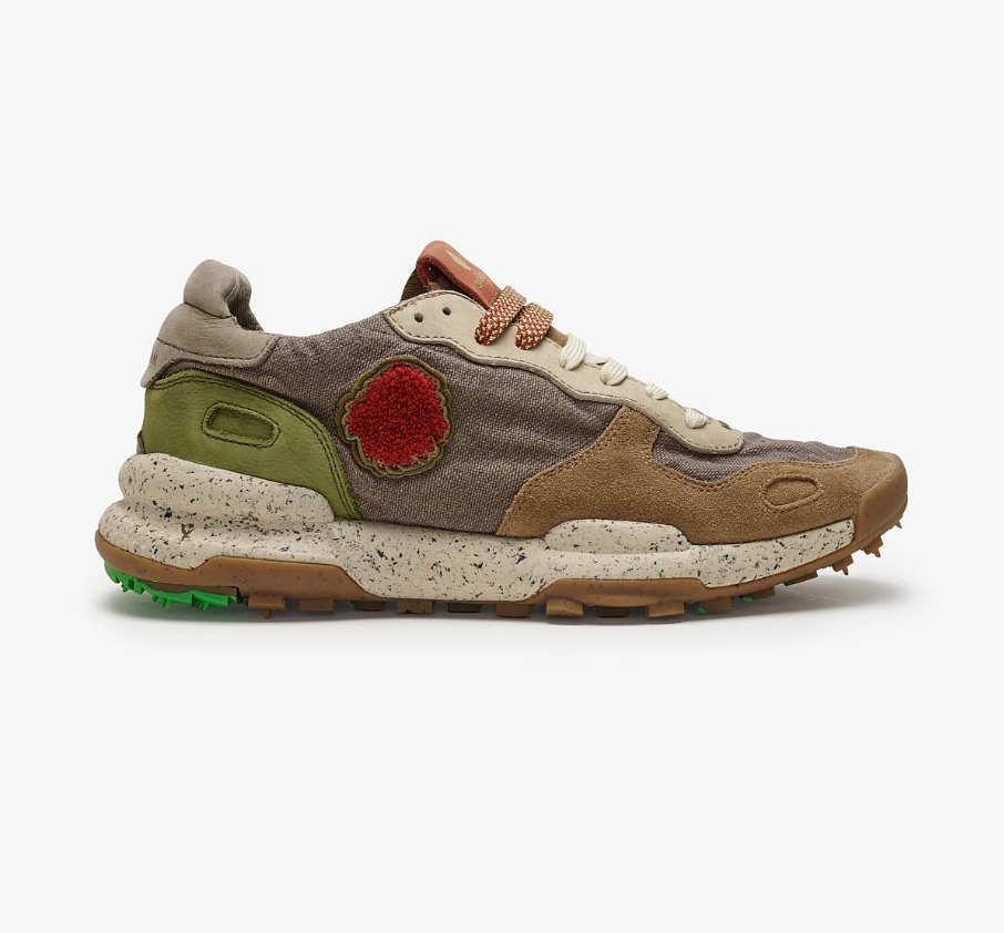SNEAKERS IN TESSUTO E PELLE FADED CHESTNUT