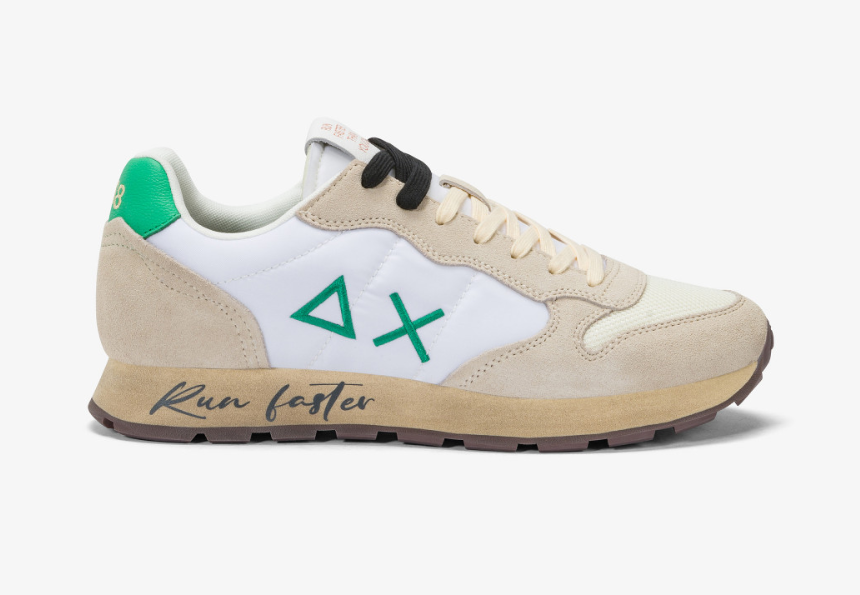 SNEAKERS IN TESSUTO E PELLE BIANCO