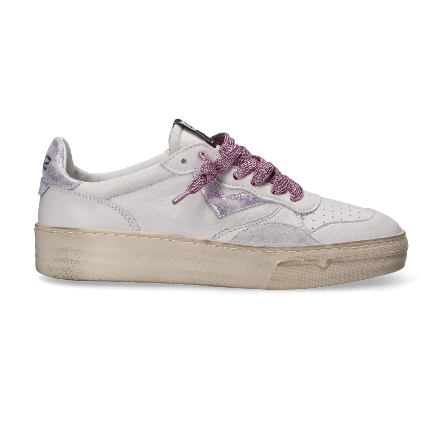 SNEAKERS IN PELLE BIANCO LILLA