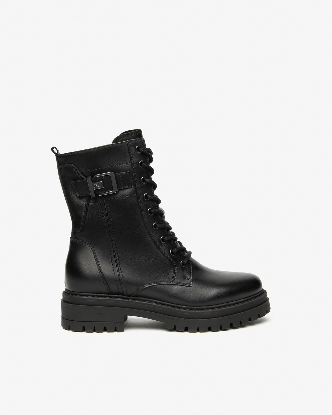 ANFIBIO IN PELLE NERA LACCI - CALZATURE - Due Piedi