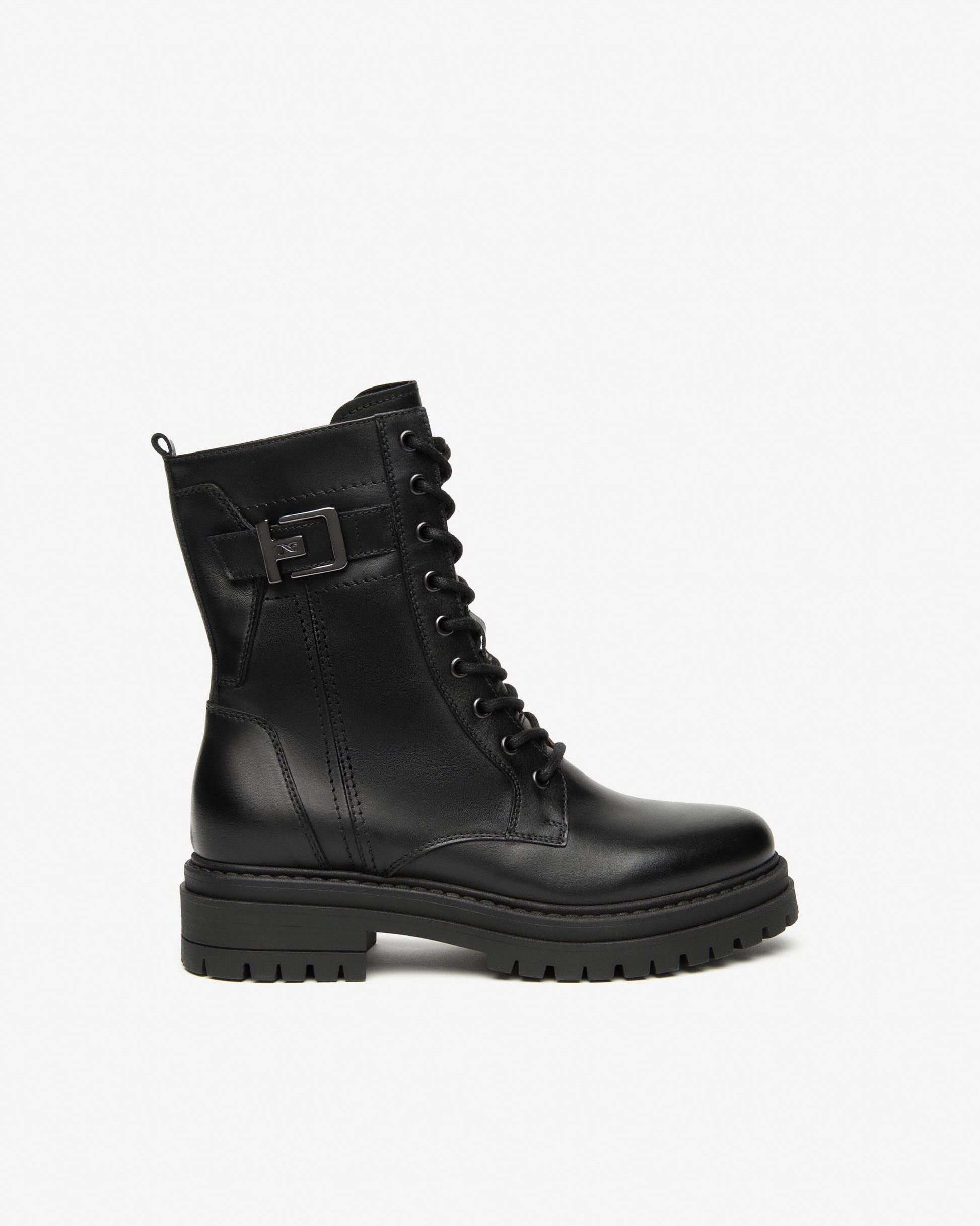 ANFIBIO IN PELLE NERA LACCI - CALZATURE - Due Piedi