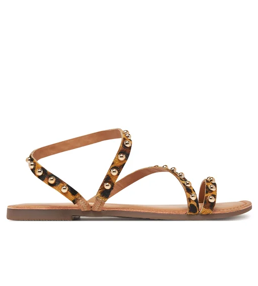SANDALO BASSO IN PELLE LEOPARDO