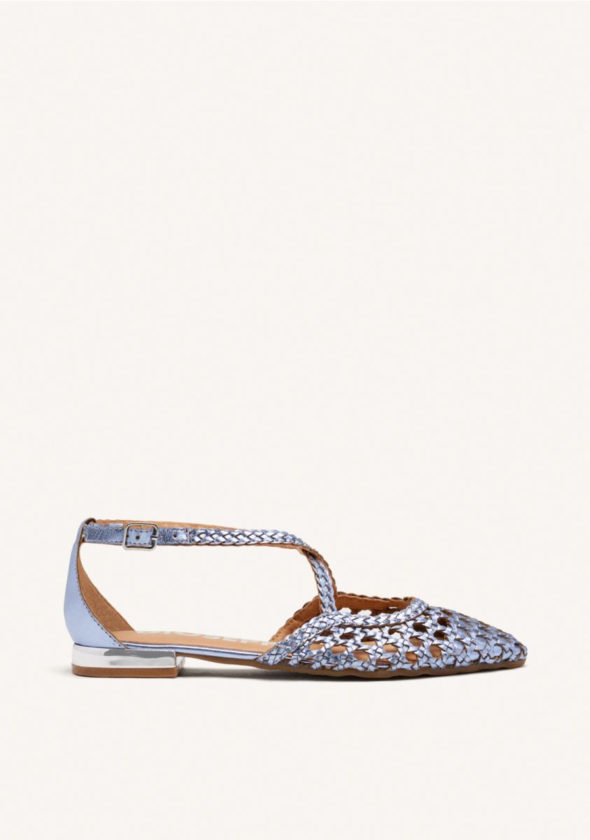 BALLERINA BASSA IN PELLE BLU