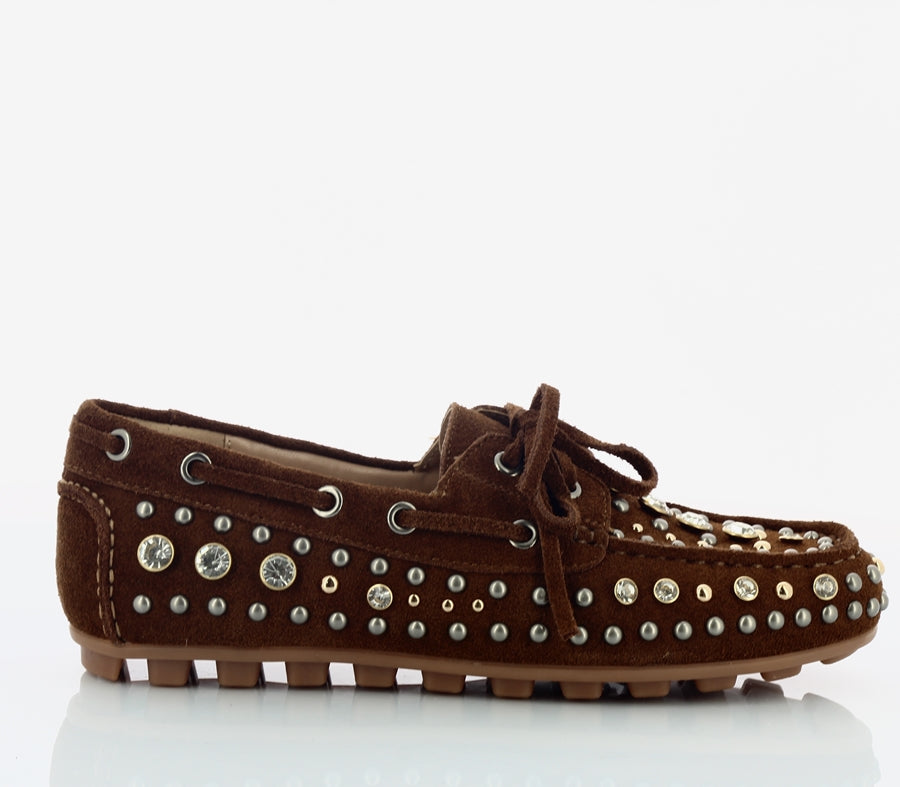 BARCA IN SUEDE E BORCHIE - CALZATURE - Due Piedi